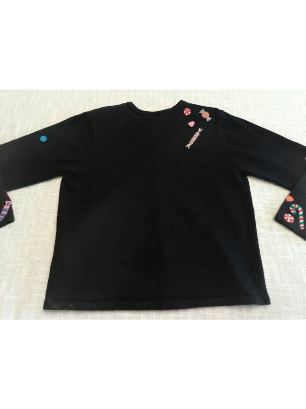 Vintage Talbots Hand Knit Christmas Holiday Sweater Cardigan Candy Canes Size L - Picture 11 of 15
